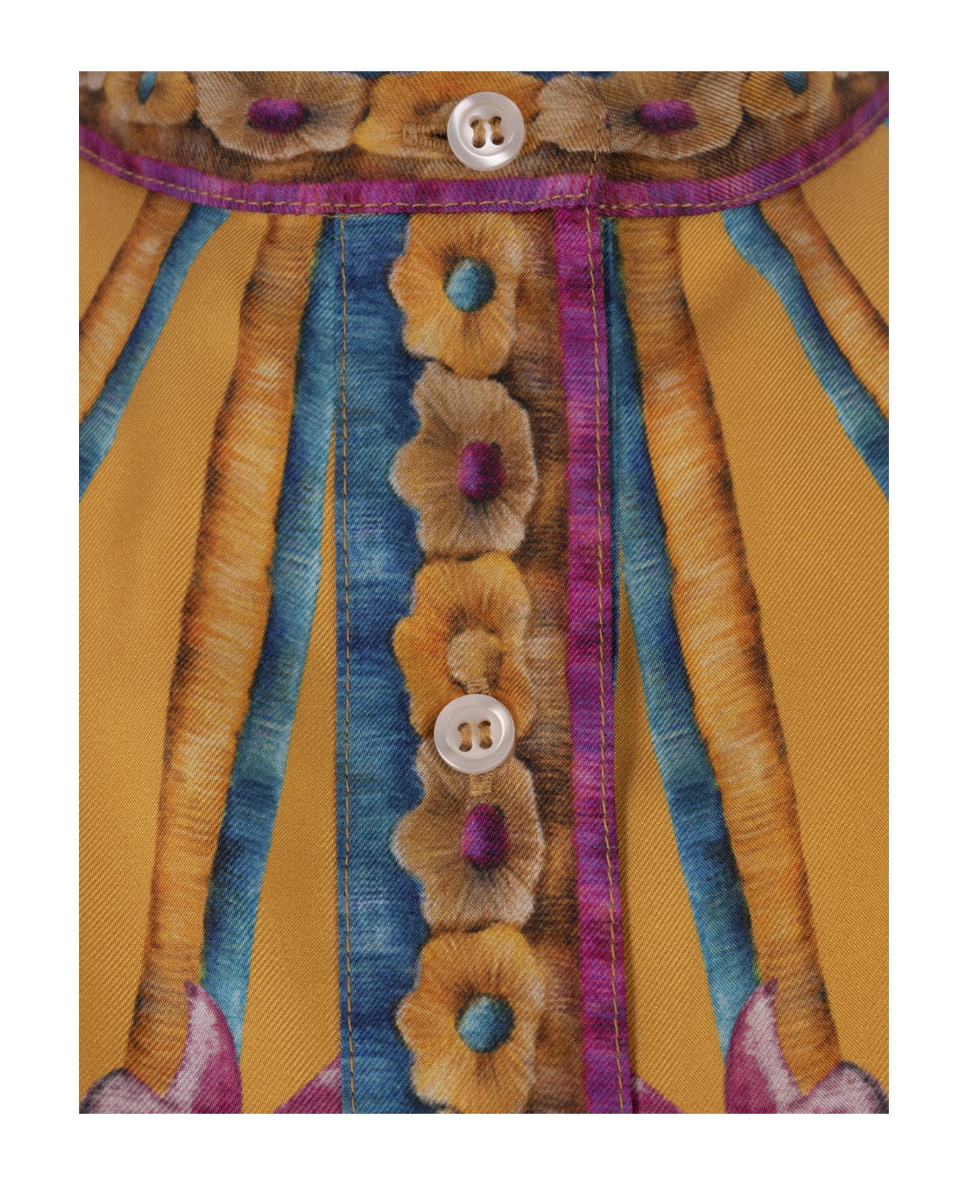 La DoubleJ Zodiac Placée Marigold Foulard Shirt In Silk Twill - Multicolour ブラウス