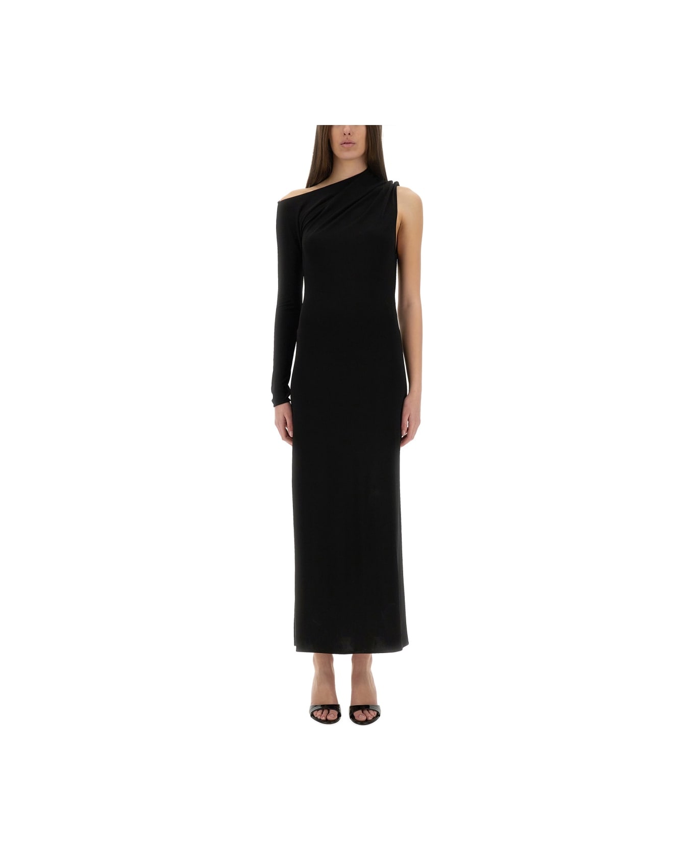 Courrèges Long One-shoulder Dress - BLACK