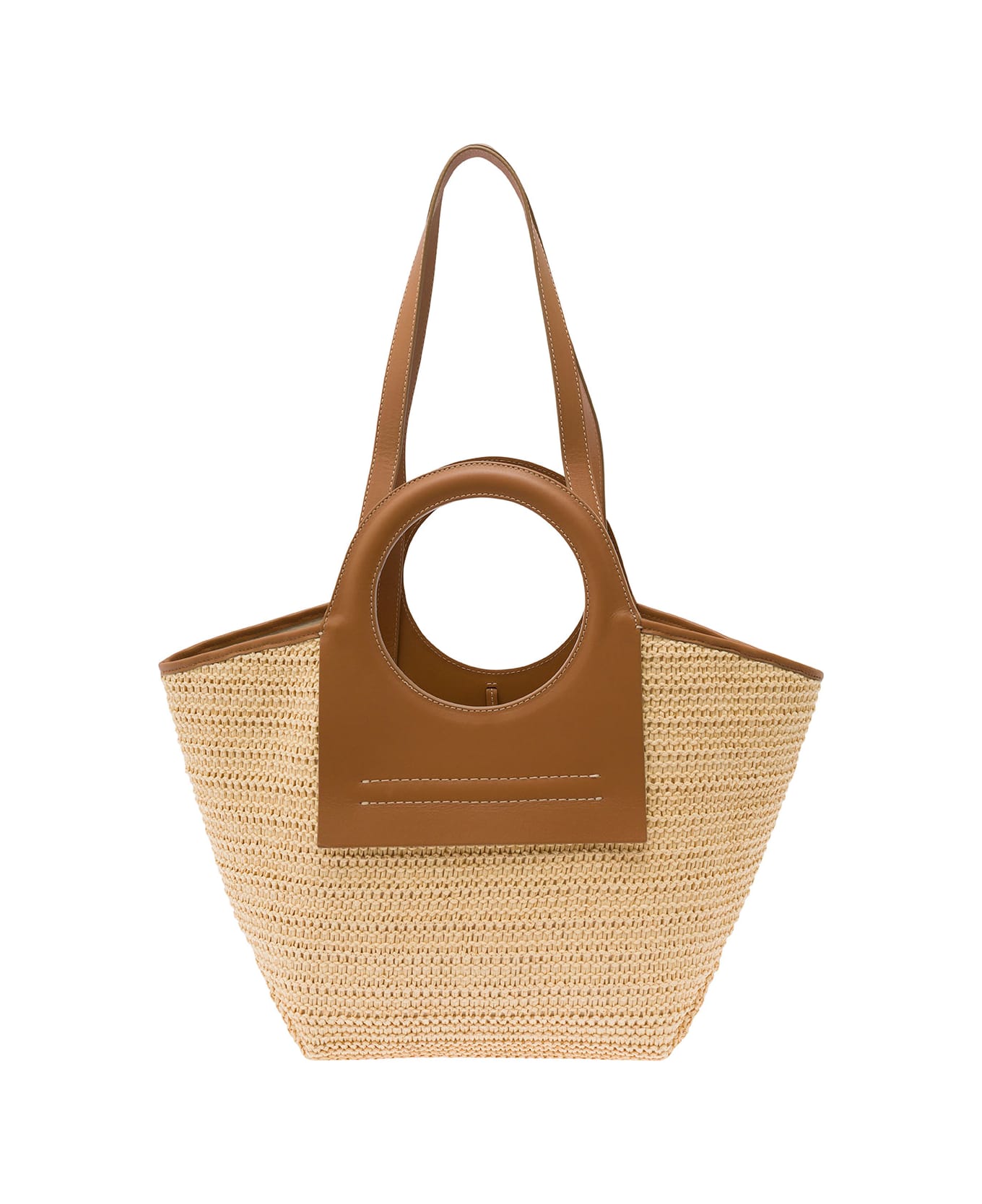 Hereu 'cala S Raffia' Brown And Beige Handbag With Leather Handles In Rafia Woman - Brown トートバッグ
