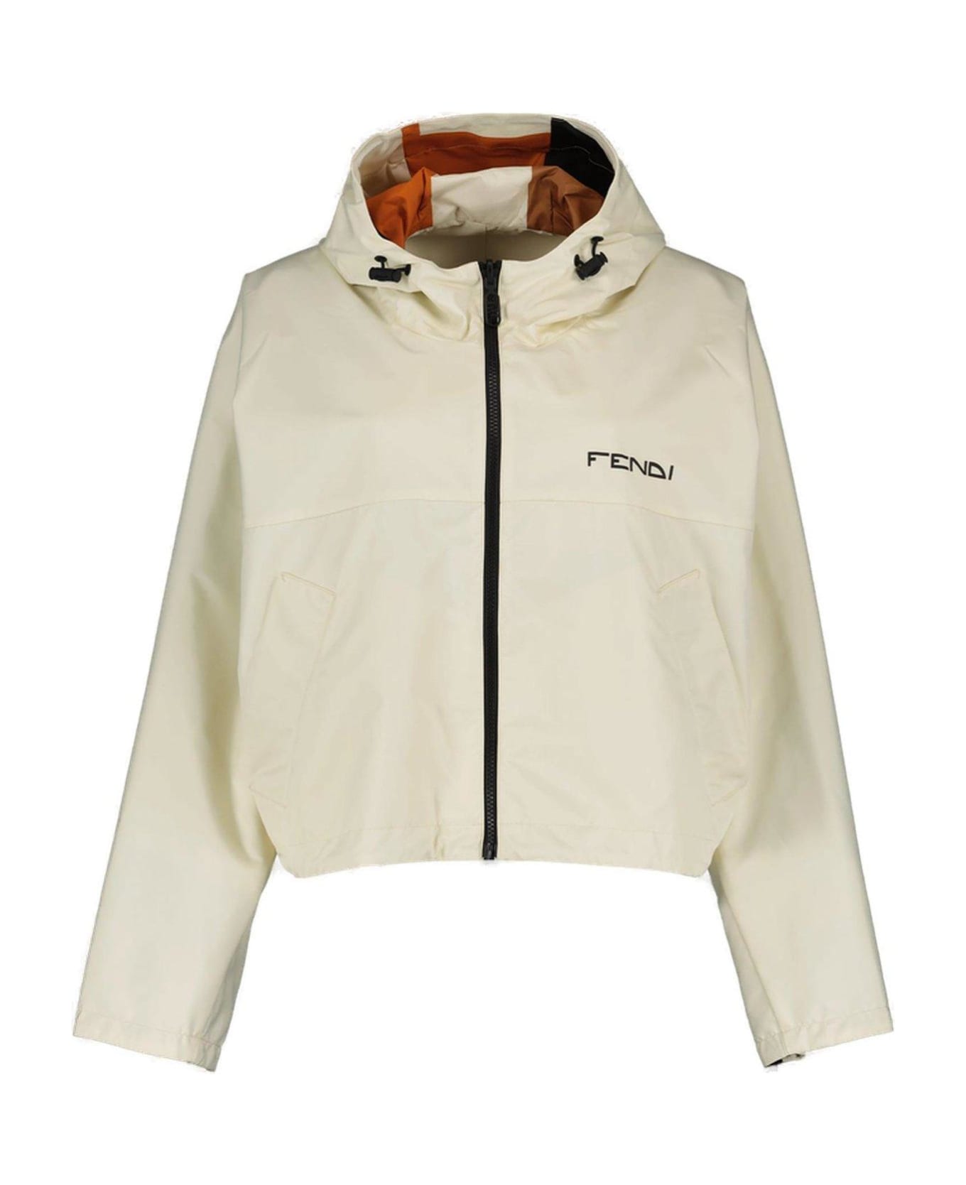 Fendi Zip-up Hooded Reversible Jacket - White