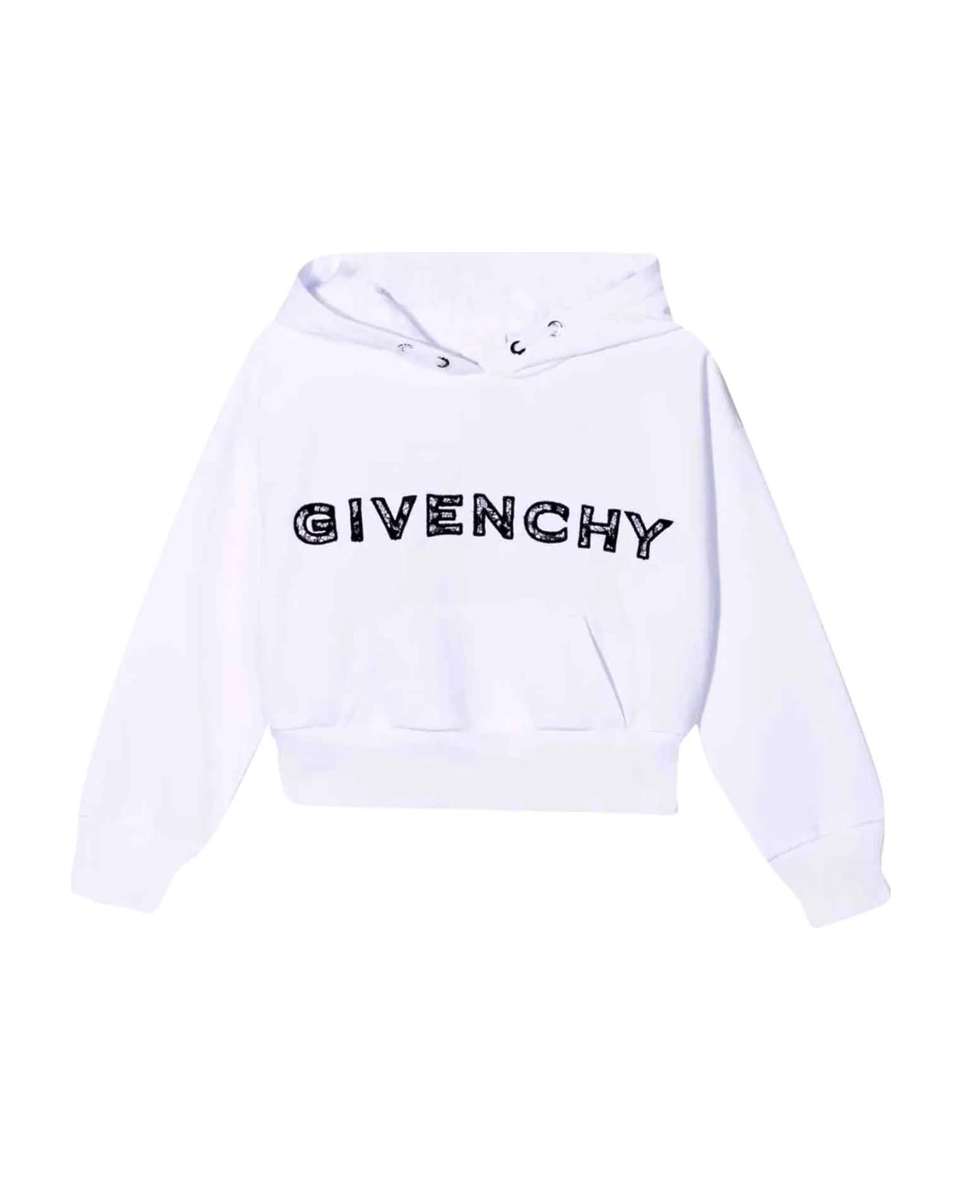 Givenchy White Sweatshirt With Print And Hood - Bianco