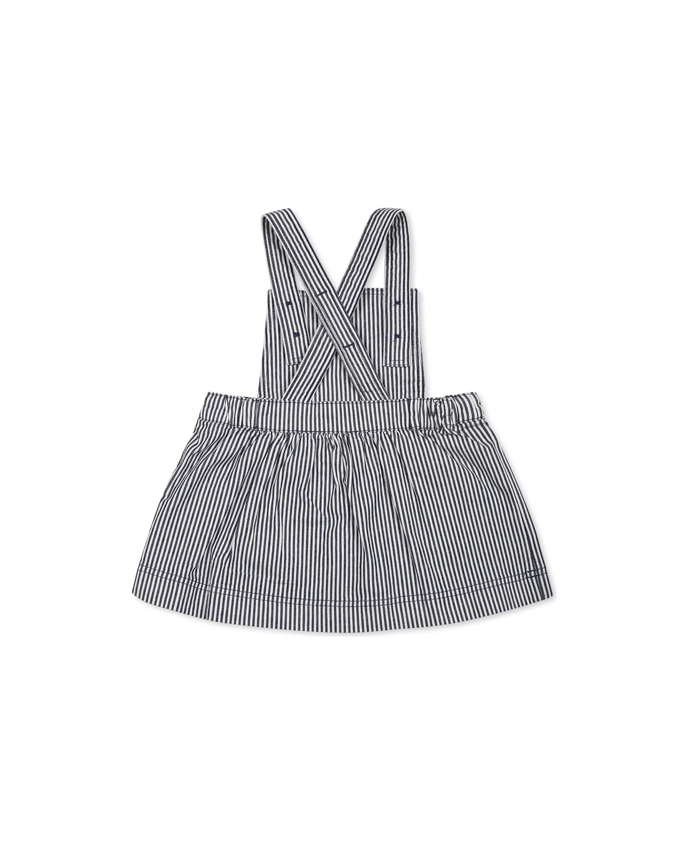 Petit Bateau Blue Dungarees For Baby Girl - Blue