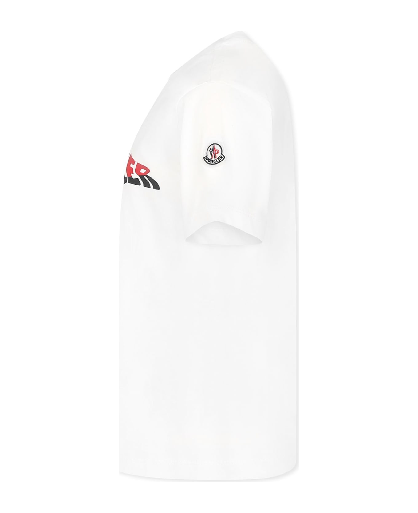 Moncler White T-shirt For Boy With Logo - White