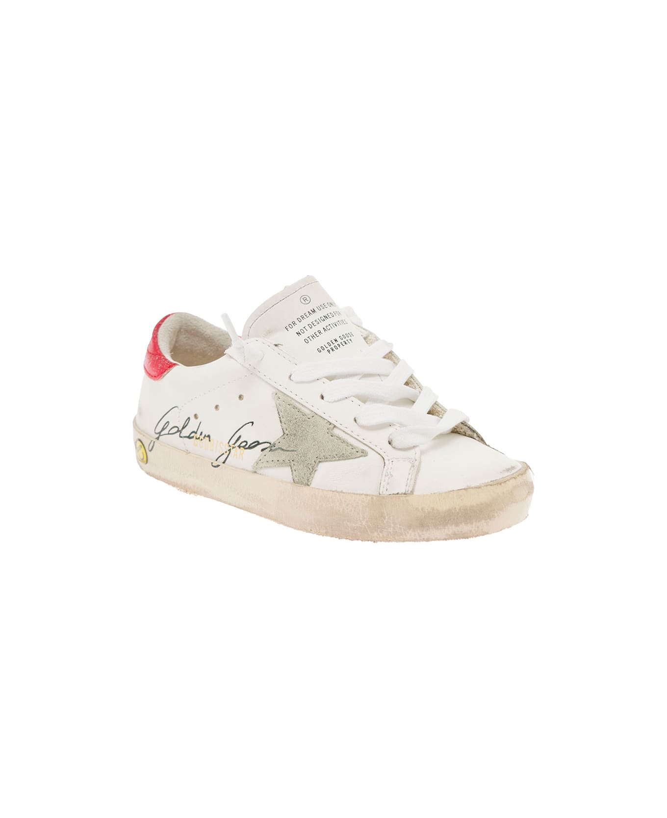 Golden Goose Star Vintage White Leather Sneakers With Logo Signature Golden Goose Kids Boy - White