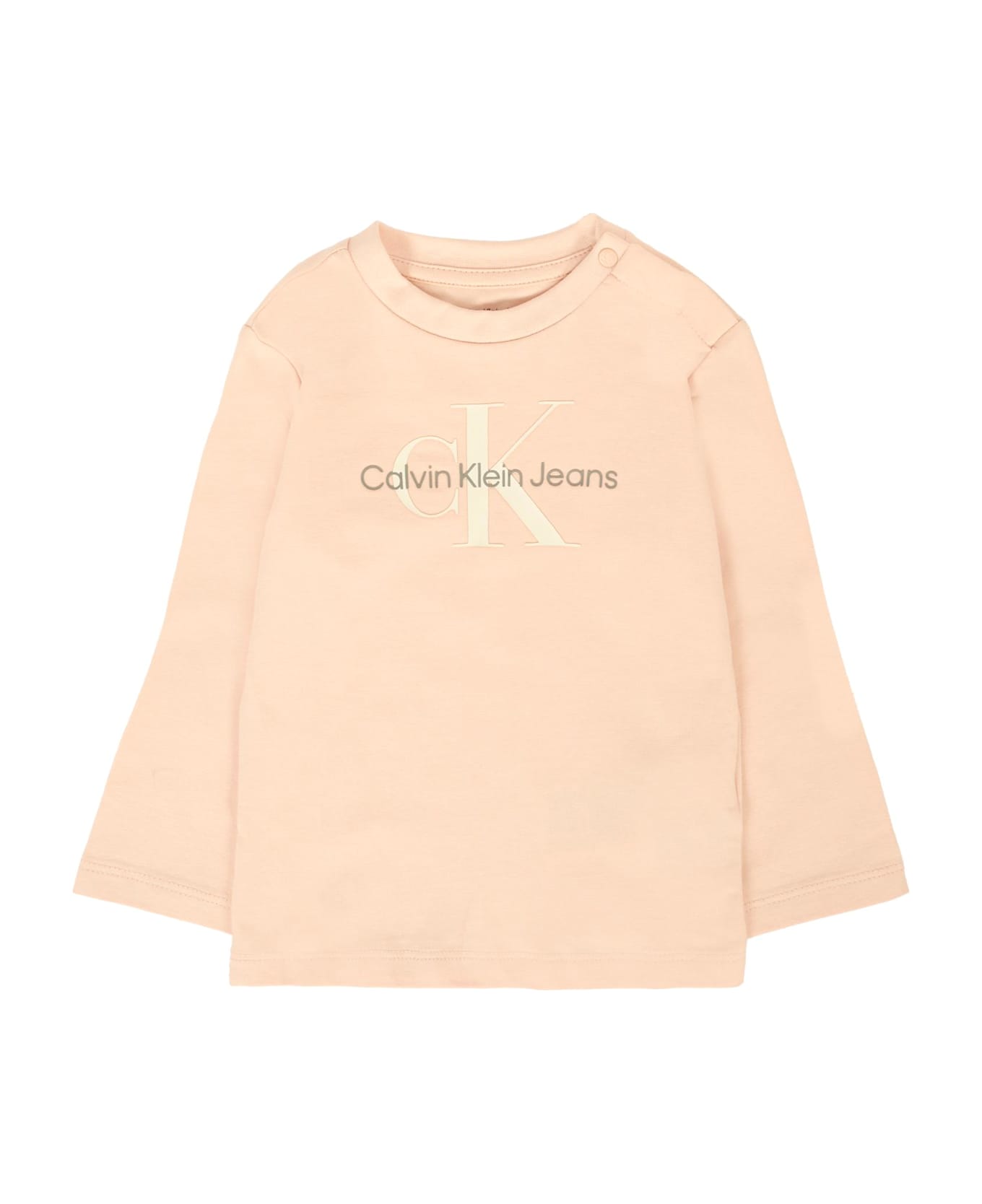 Calvin Klein Pink T-shirt For Baby Girl With Logo - Pink