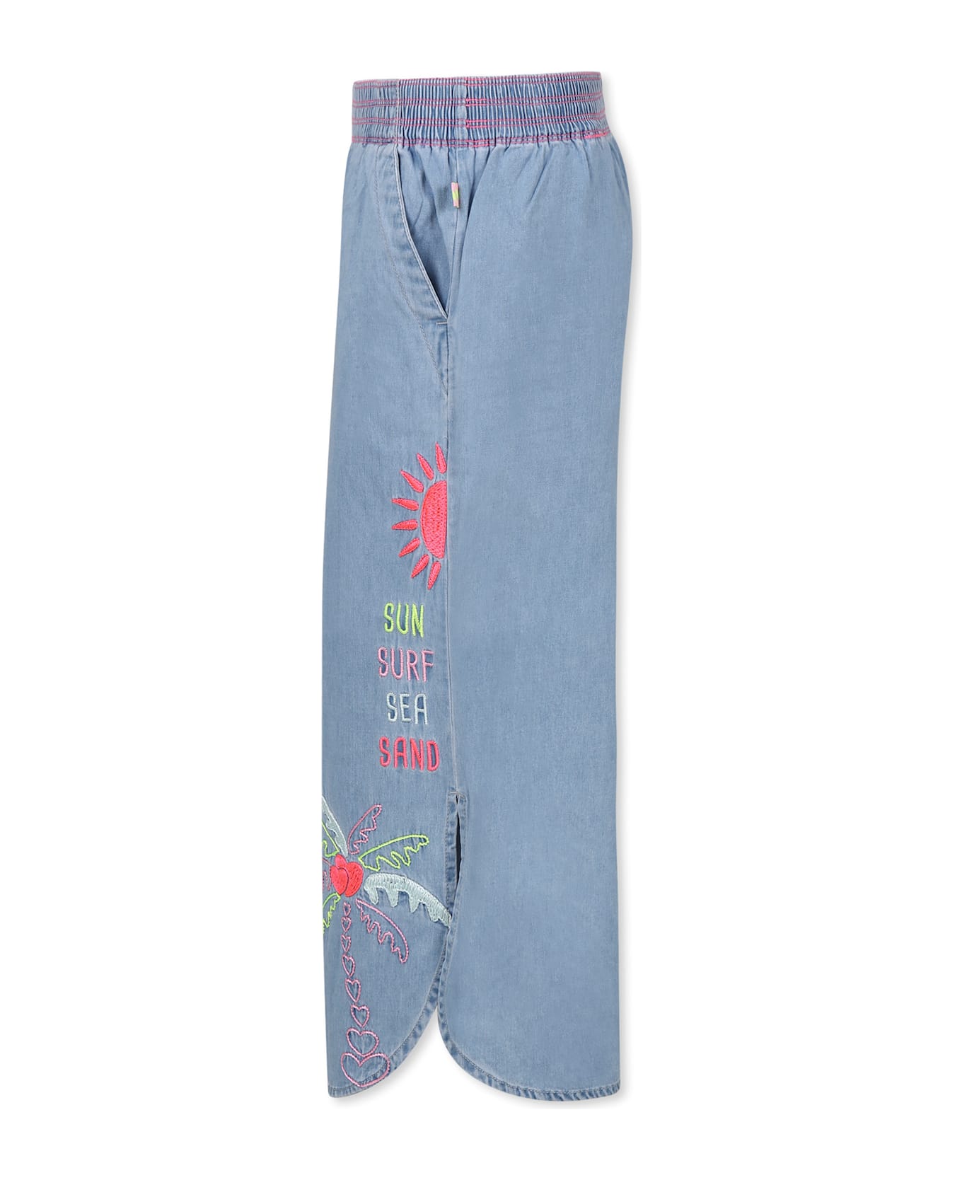 Billieblush Denim Jeans For Girl With Palm Tree - Denim