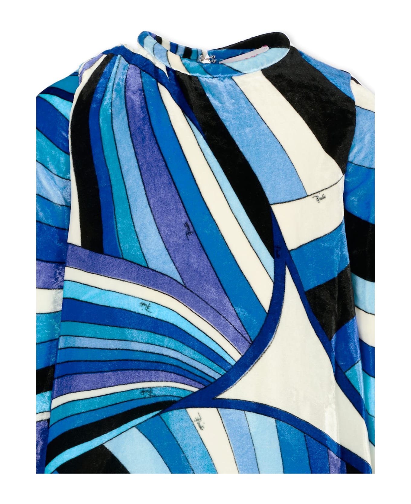 Pucci Blue Dress For Girl With Marble Print - Blue