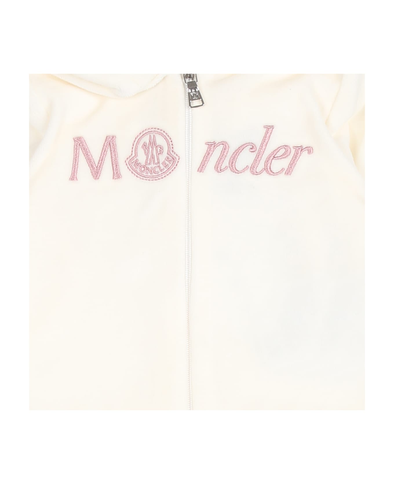 Moncler Ivory Suit For Baby Girl With Logo - Ivory