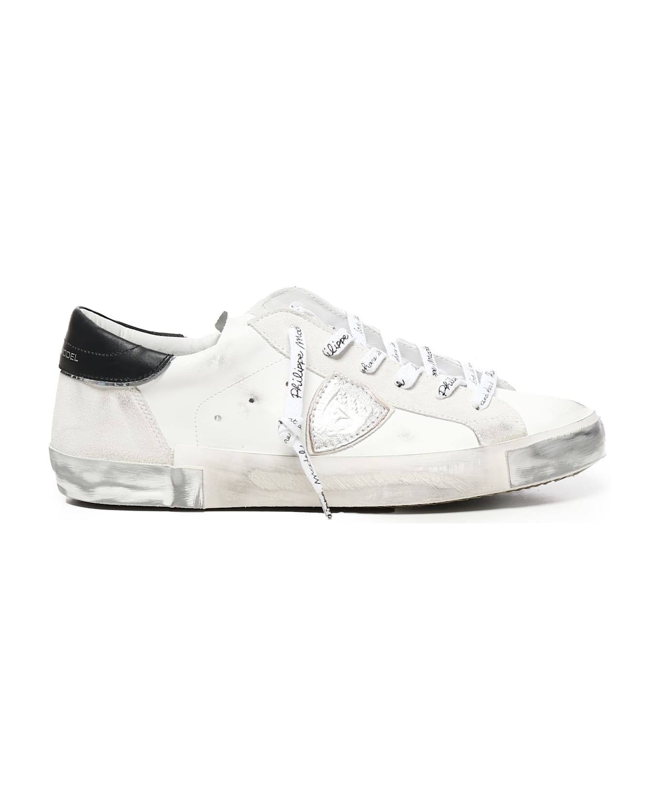 Philippe Model Prsx Low Sneakers - FOXY LAMINE''_BLANC ARGENT