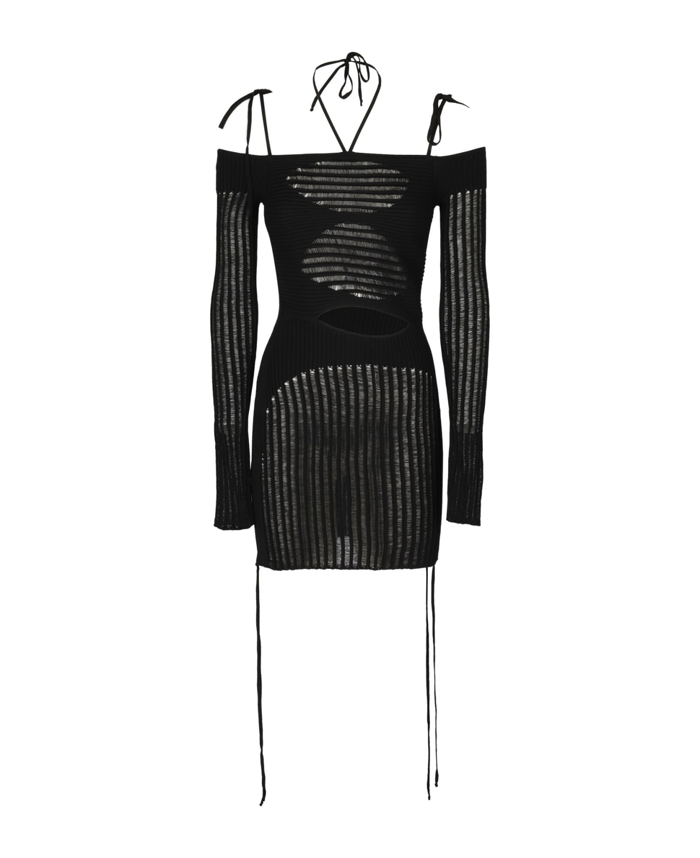 ANDREĀDAMO Ribbed Knit Mini Dress - Nero ワンピース＆ドレス
