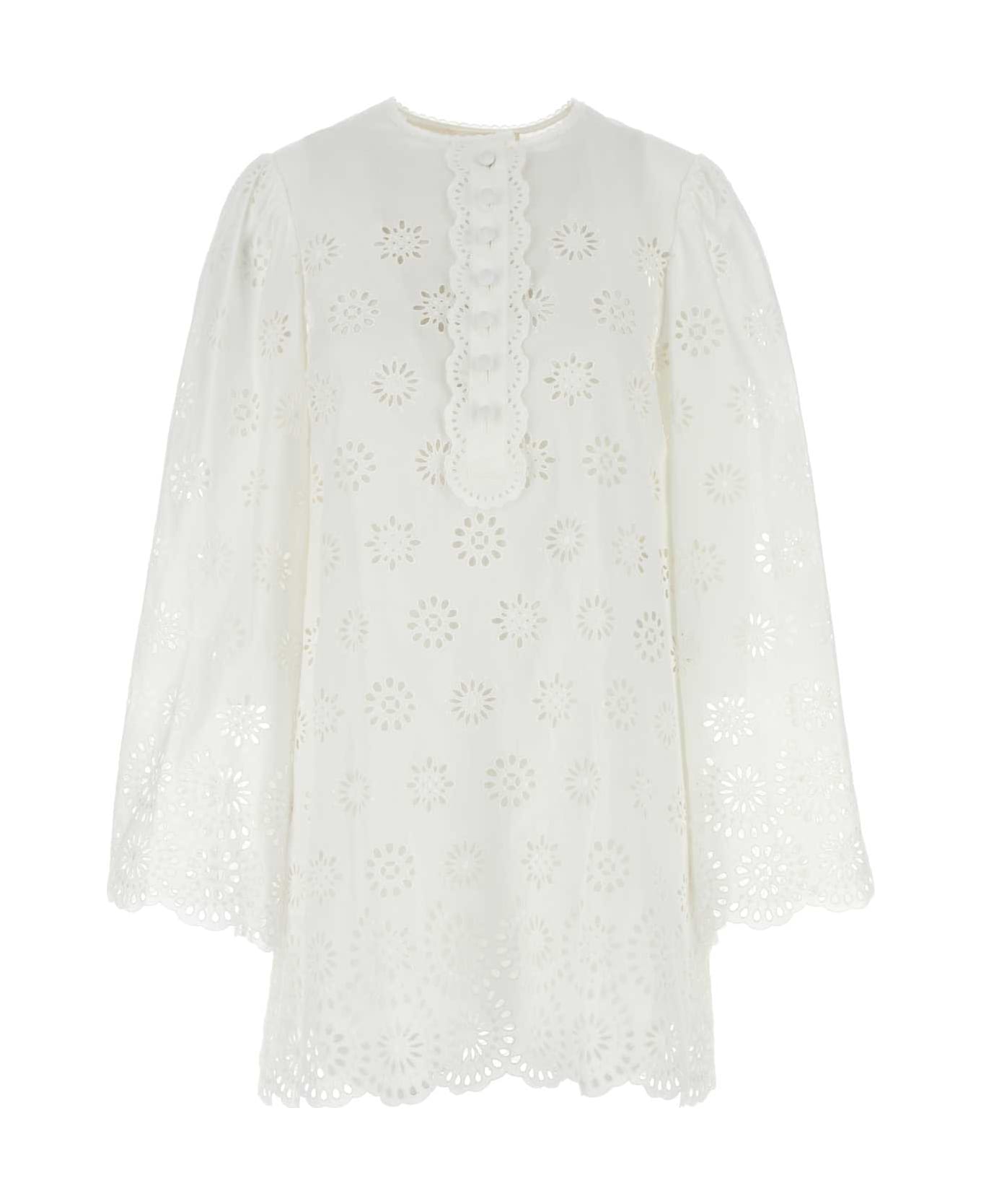 Chloé White Broderie Anglaise Mini Dress - ICONICMILK