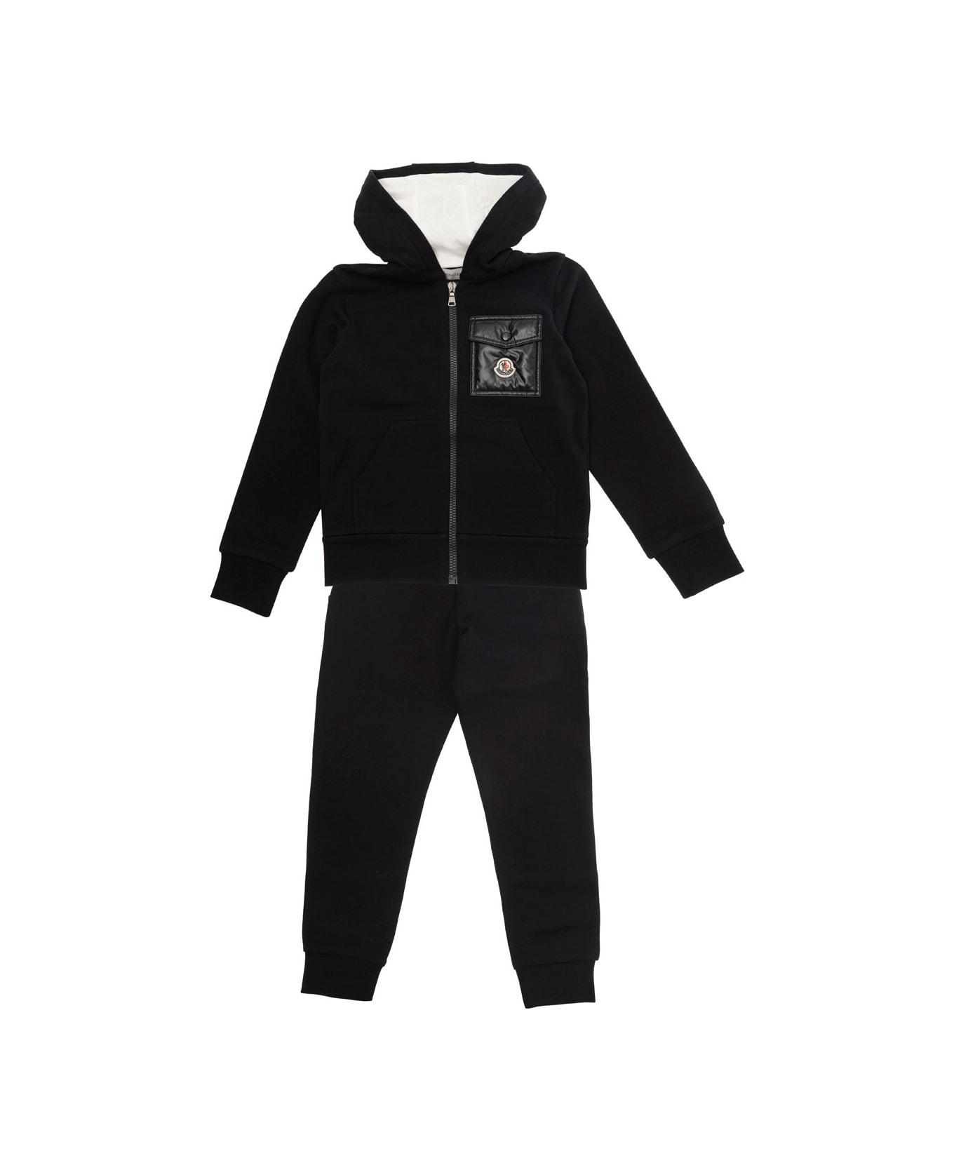 Moncler Black Sweatshirt And Pants Ensemble In Jersey Boy - Black