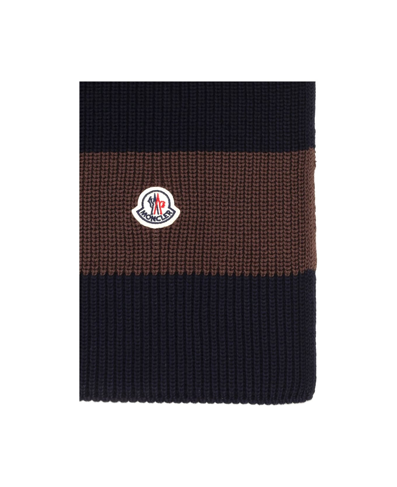 Moncler Striped Cotton Scarf - Black