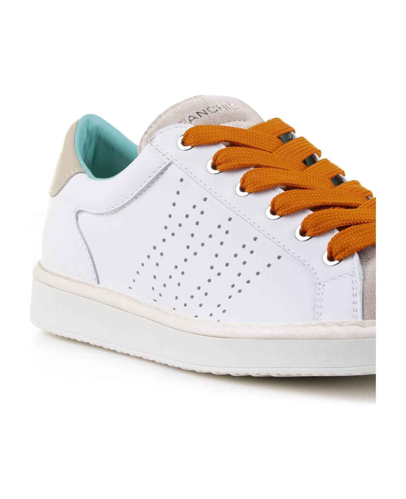 Panchic Sneaker In Beige Leather And Heel - WHITE FOG- BURNT ORANGE