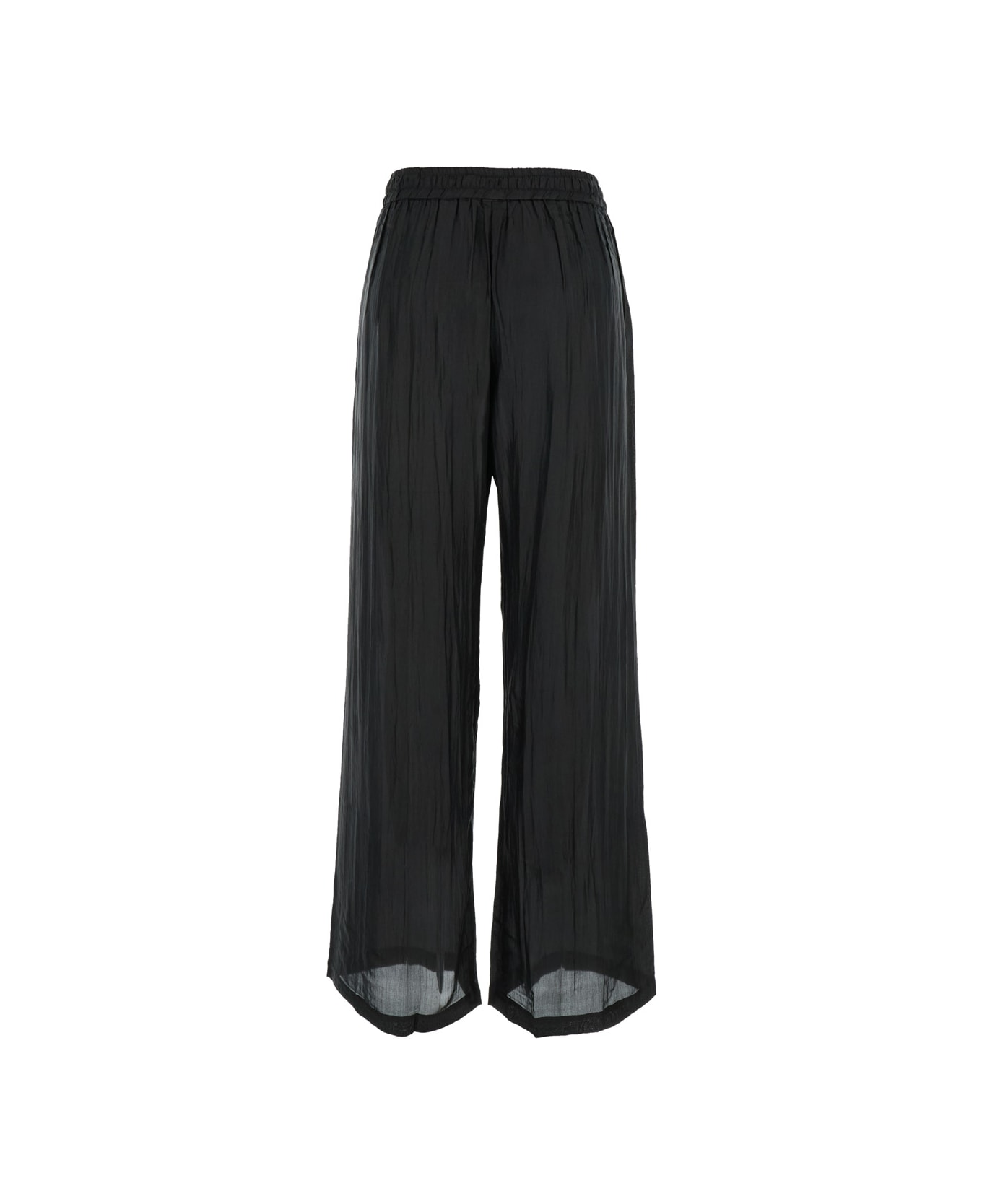 The Rose Ibiza Black Palazzo Pants With Drawstring In Silk Woman - Black ボトムス