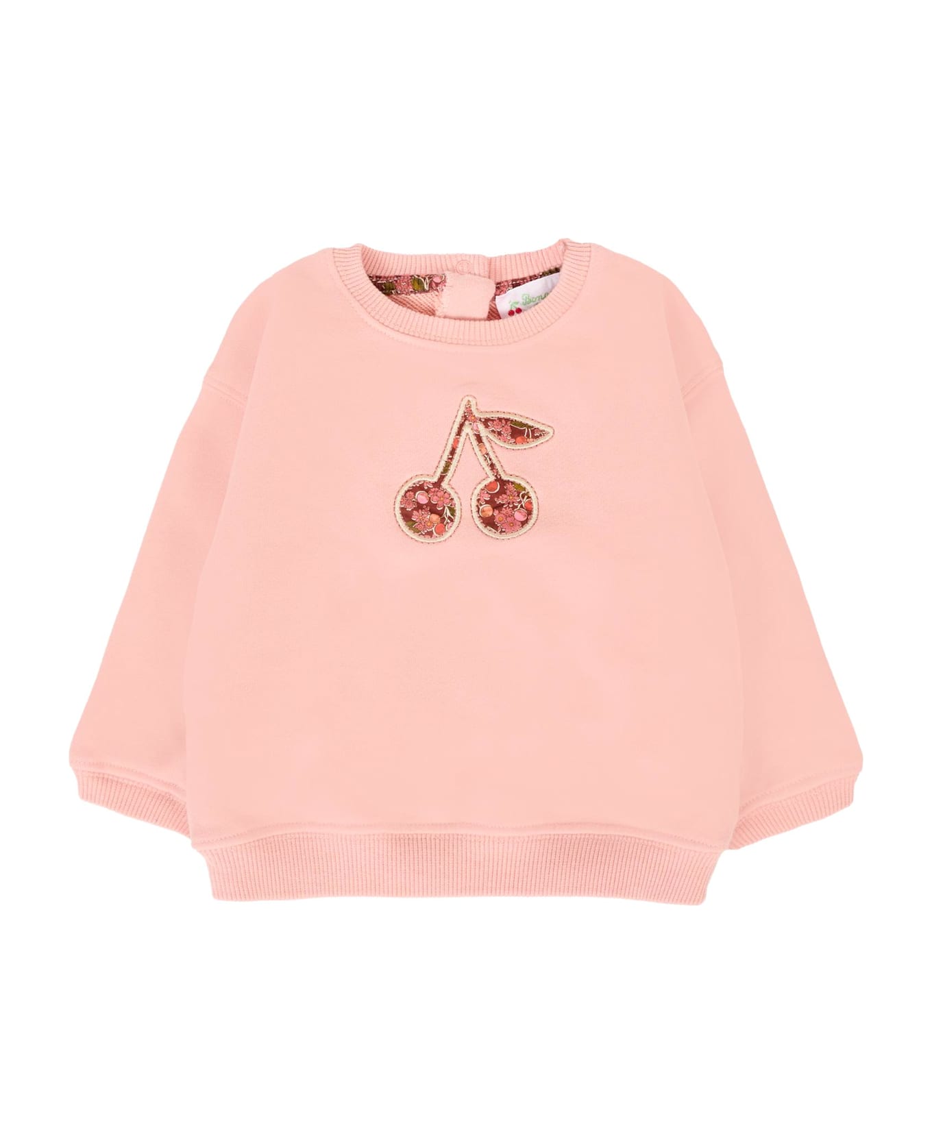 Bonpoint Pink Sweatshirt For Baby Girl With Cherries - Pink