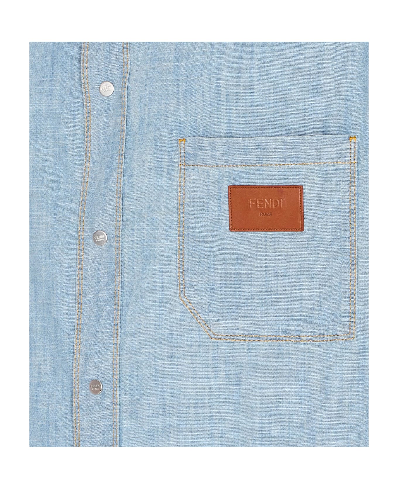 Fendi Ff Stitching Logo Shirt - Blue