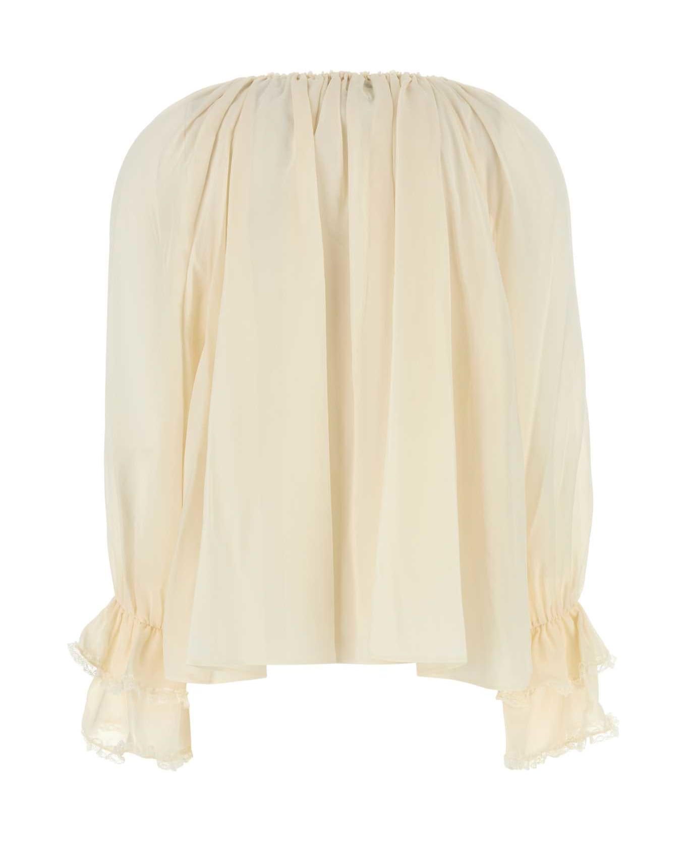 Chloé Ivory Silk Blouse - PRISTINEWHITE