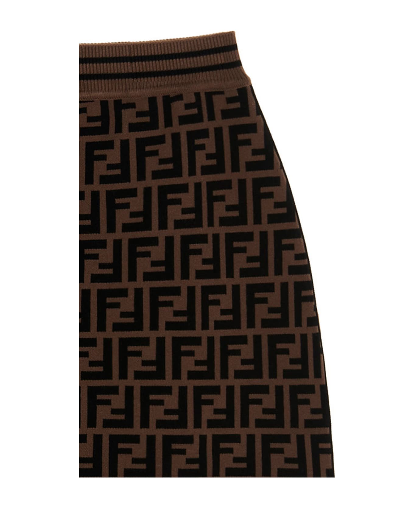 Fendi 'ff Logo Intarsia Skirt - Brown