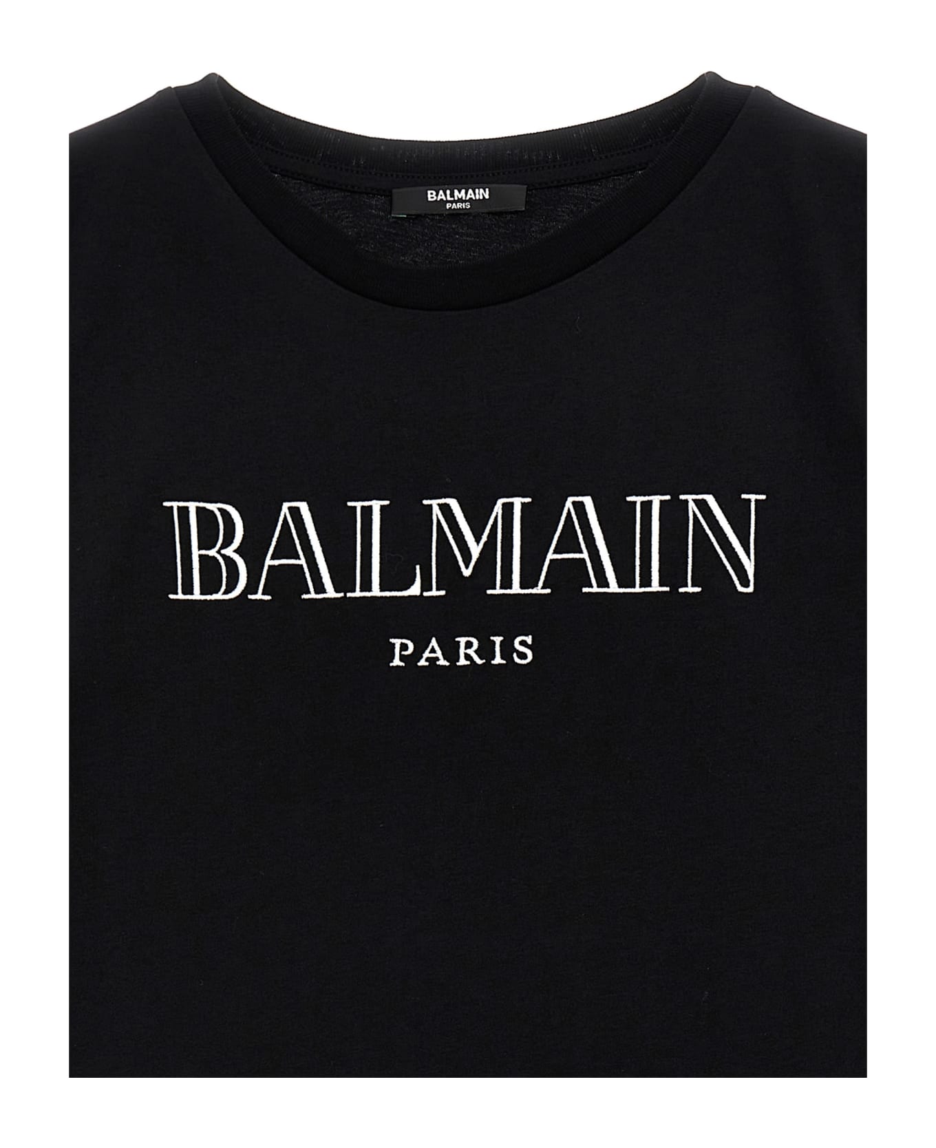 Balmain Logo Embroidery T-shirt - Black