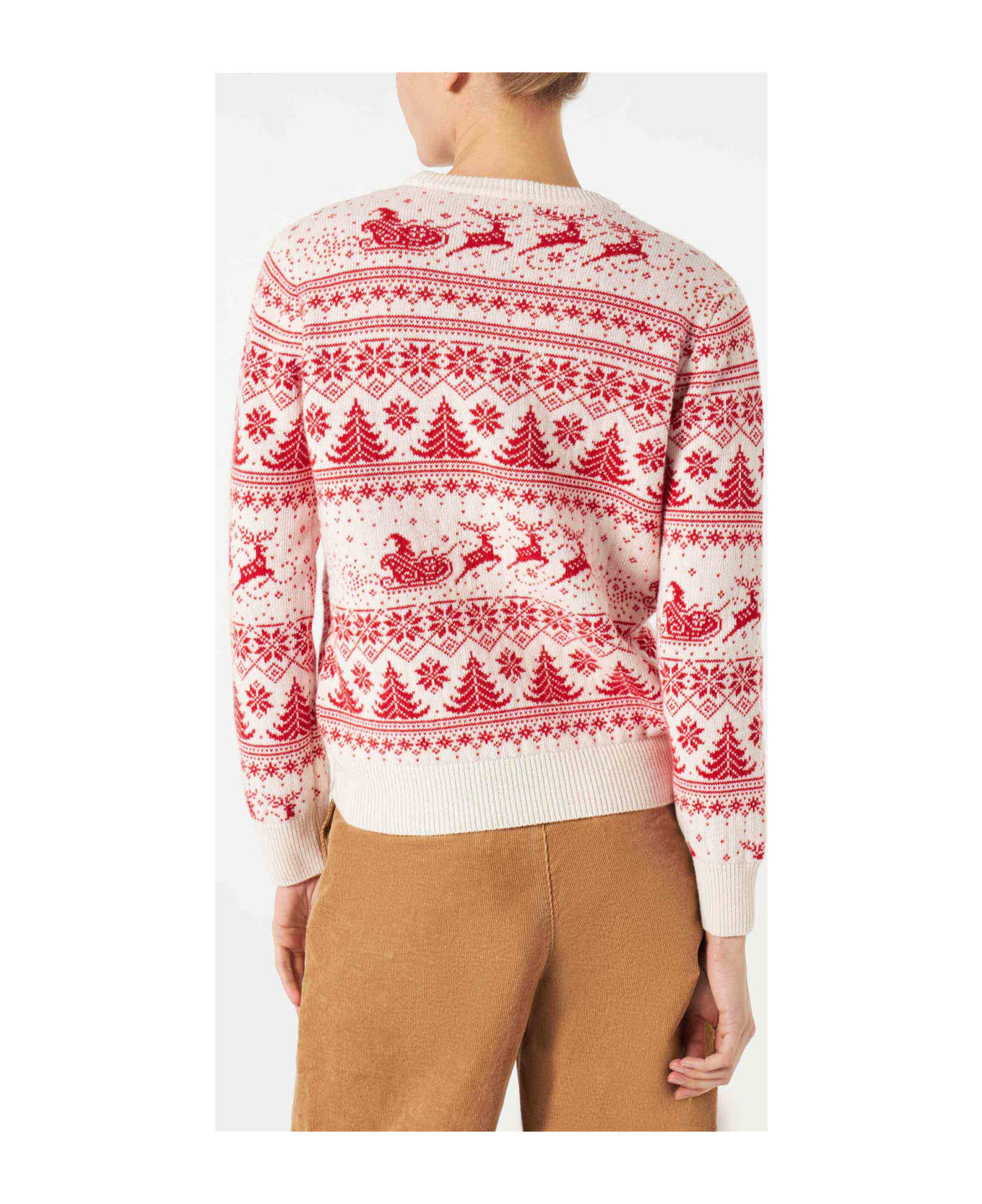 MC2 Saint Barth Woman Sweater With Christmas Print - WHITE