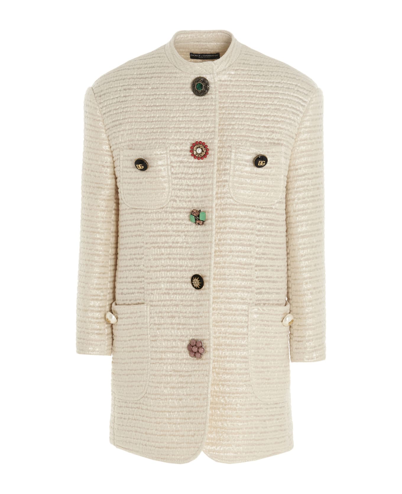 Dolce & Gabbana Jewel Button Jacket - White