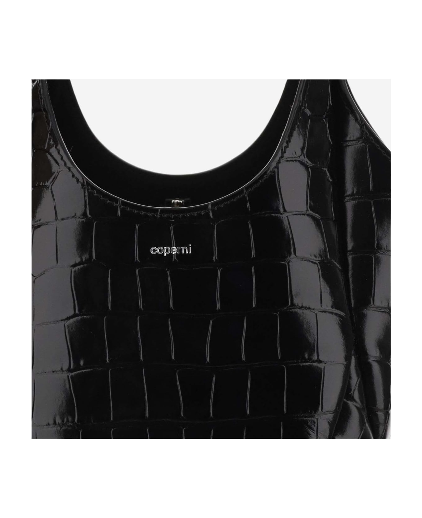 Coperni B-buzz Mini Shoulder Bag With Crocodile Effect - Black