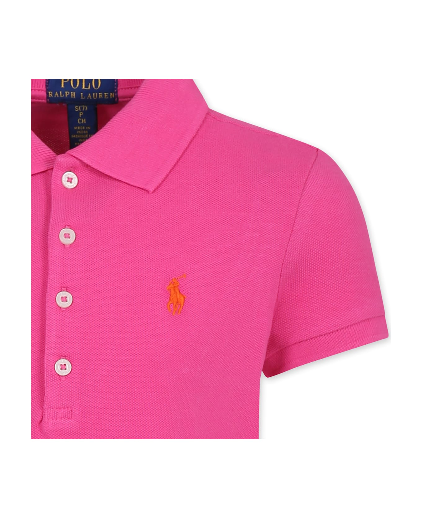 Ralph Lauren Fuchsia Polo Shirt For Girl With Horse - Fuchsia