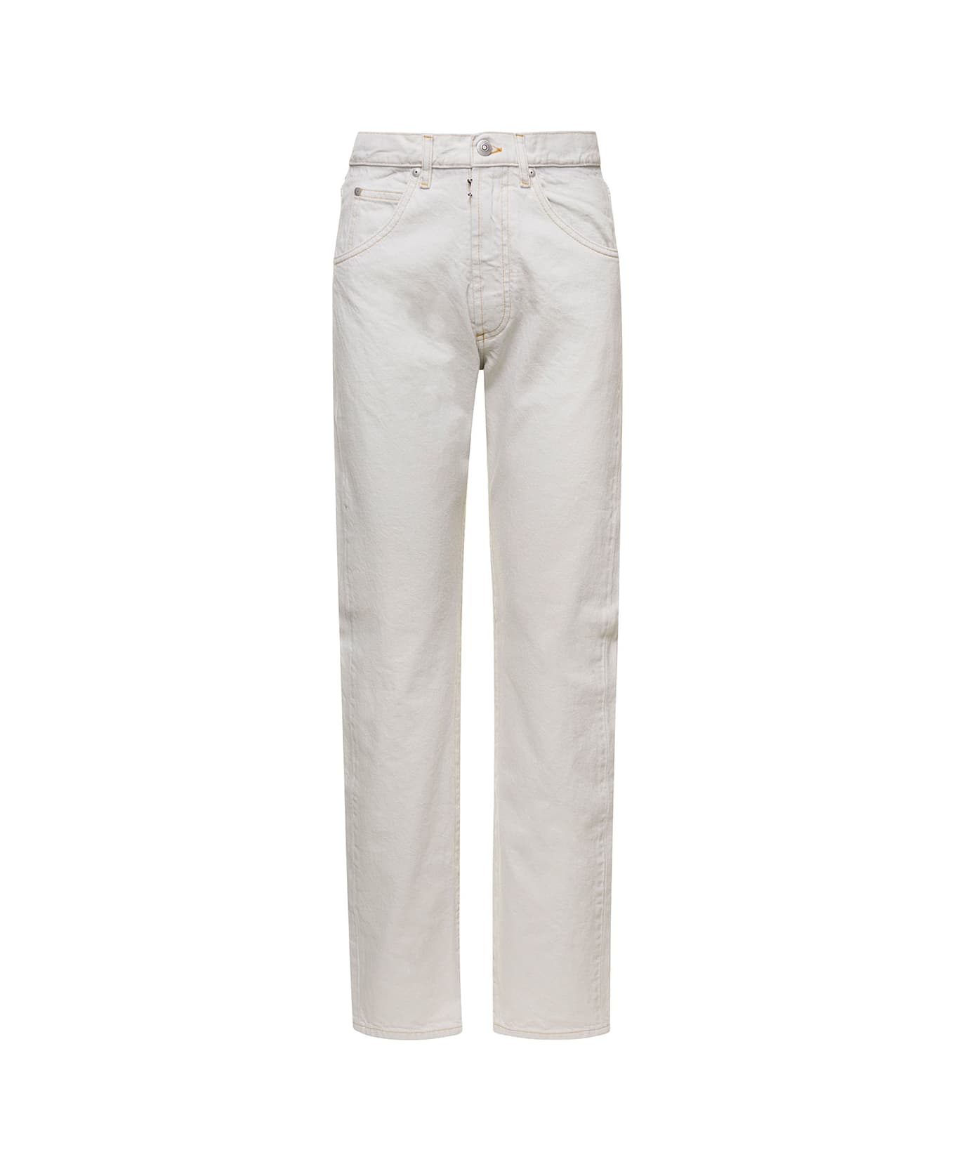 Maison Margiela White 5-pocket Style Straight Jeans With Contrasting Stitching In Cotton Denim Woman - White