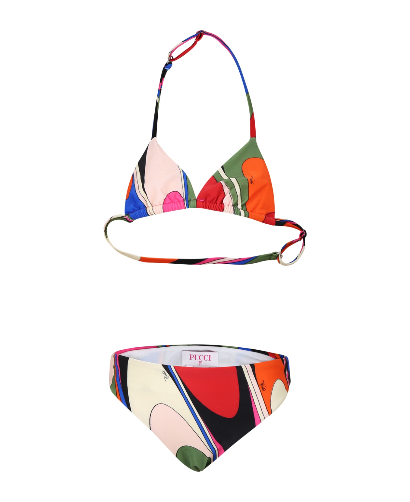 Pucci Multicolor Bikini For Girl With Print And Logo - Multicolor 水着