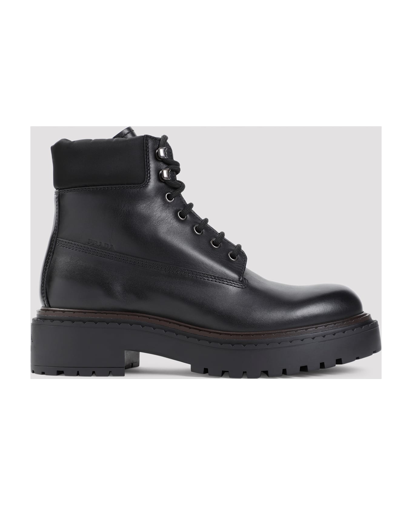 Prada Black Leather Ankle Boots - NERO