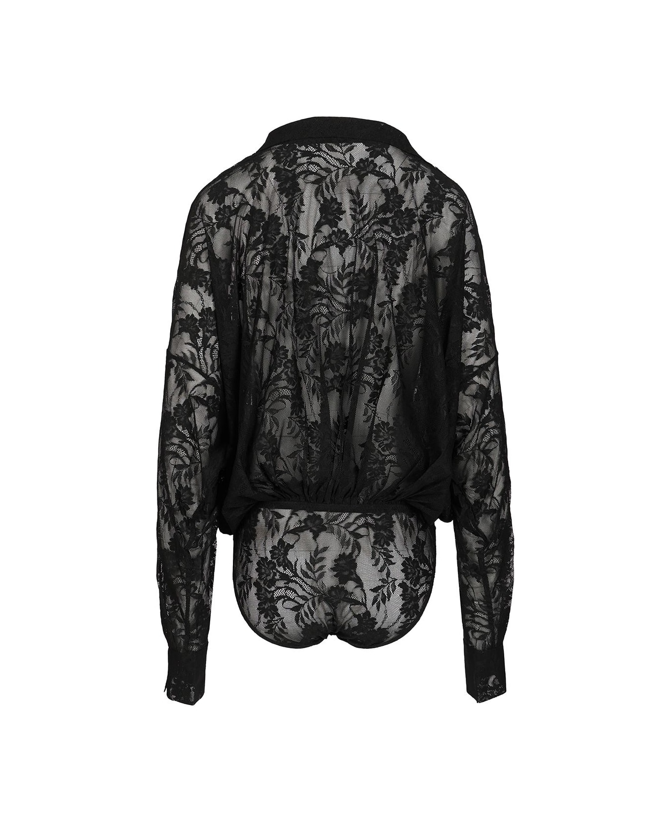 Norma Kamali Semi-sheer Bodysuit - Black