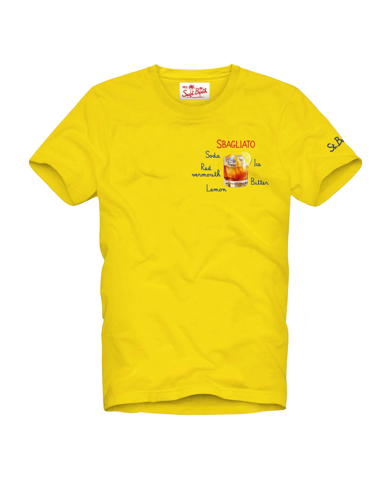 MC2 Saint Barth Man Cotton T-shirt With Sbagliato Glass Print - YELLOW シャツ