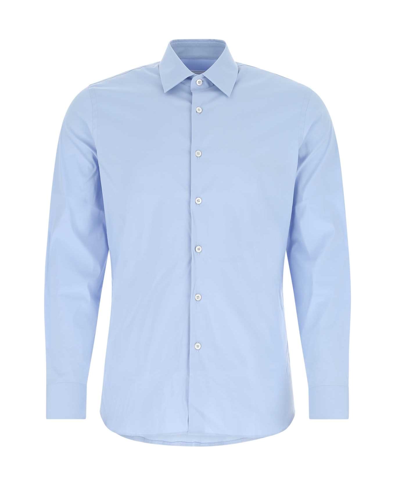 Prada Pastel Light Blue Stretch Poplin Shirt - F0012