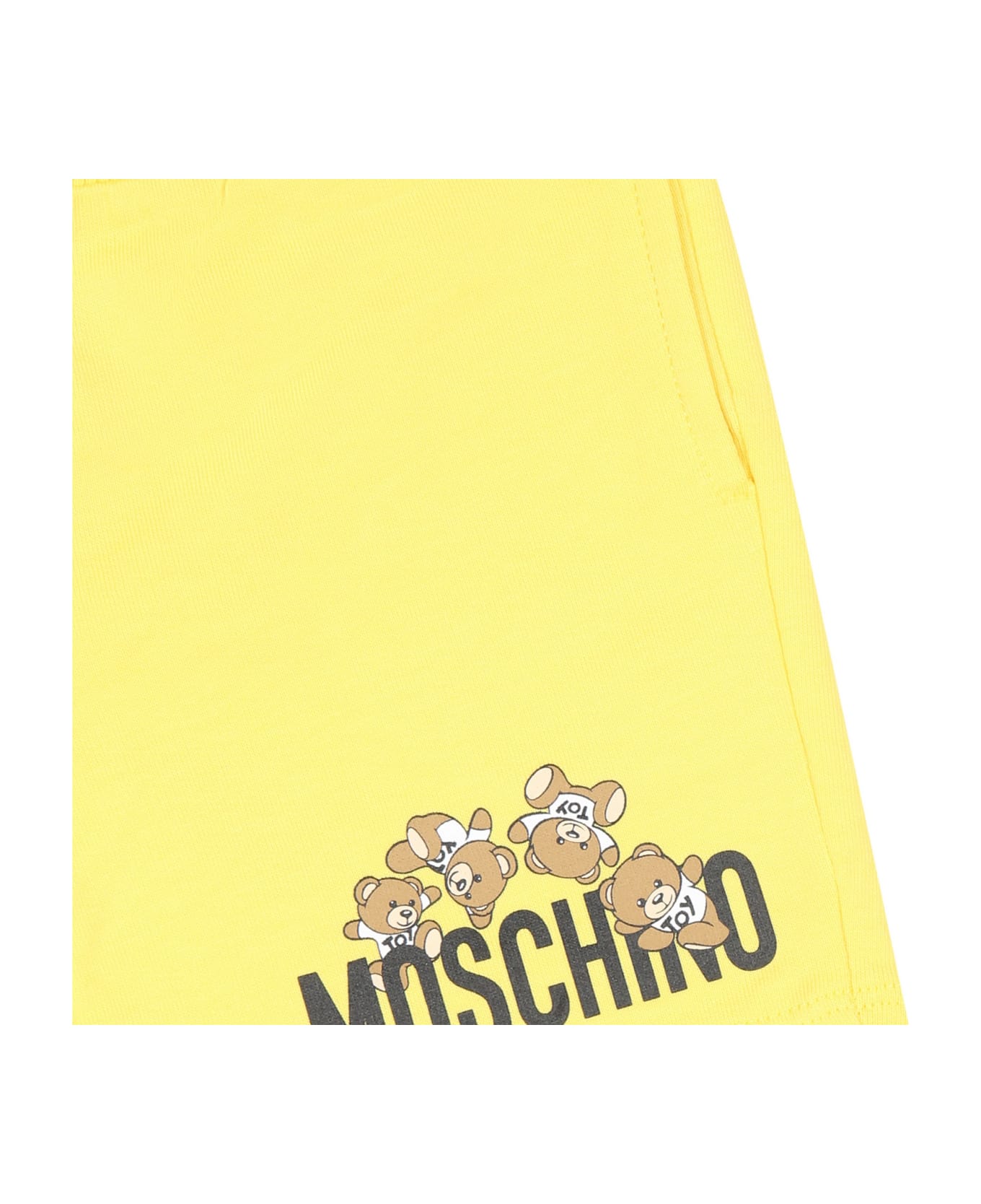 Moschino Yellow Shorts For Baby Boy With Teddy Bears And Logo - Yellow