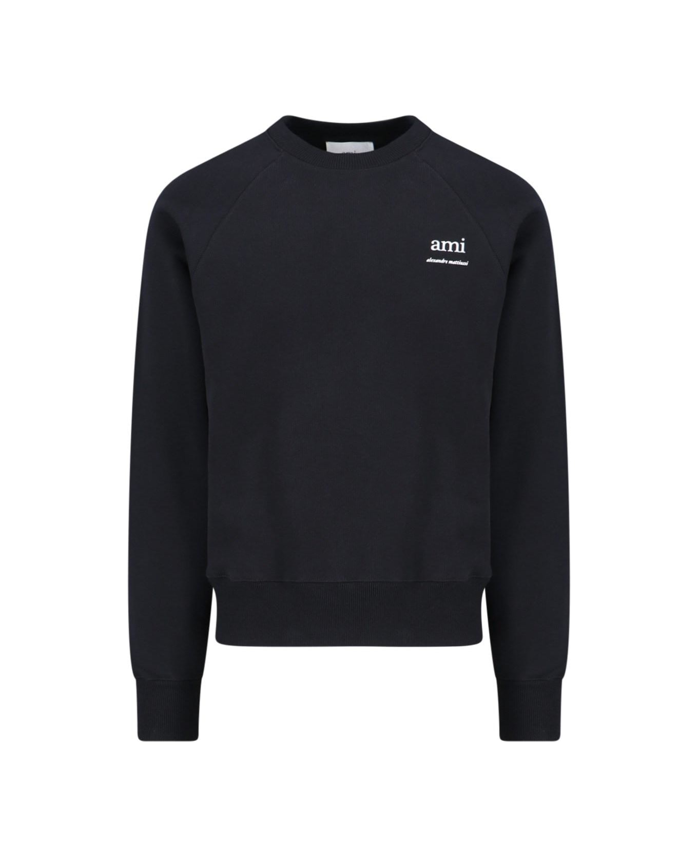 Ami Alexandre Mattiussi Logo Crew Neck Sweatshirt - Black