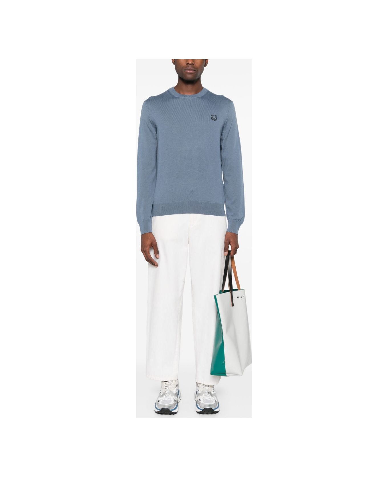 Maison Kitsuné Bold Fox Head Wool Jumper - Blue