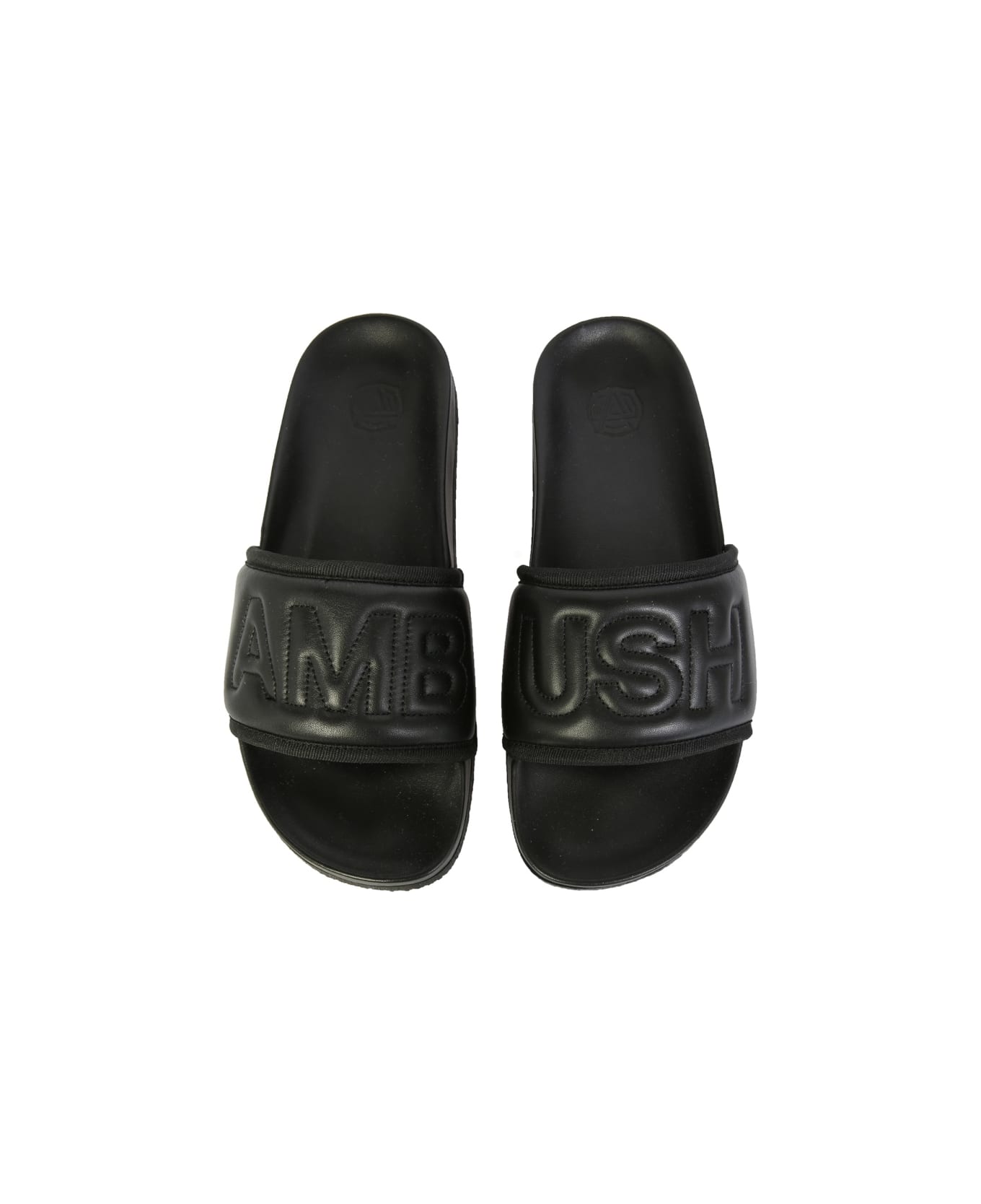 AMBUSH Leather Slide Sandals - BLACK