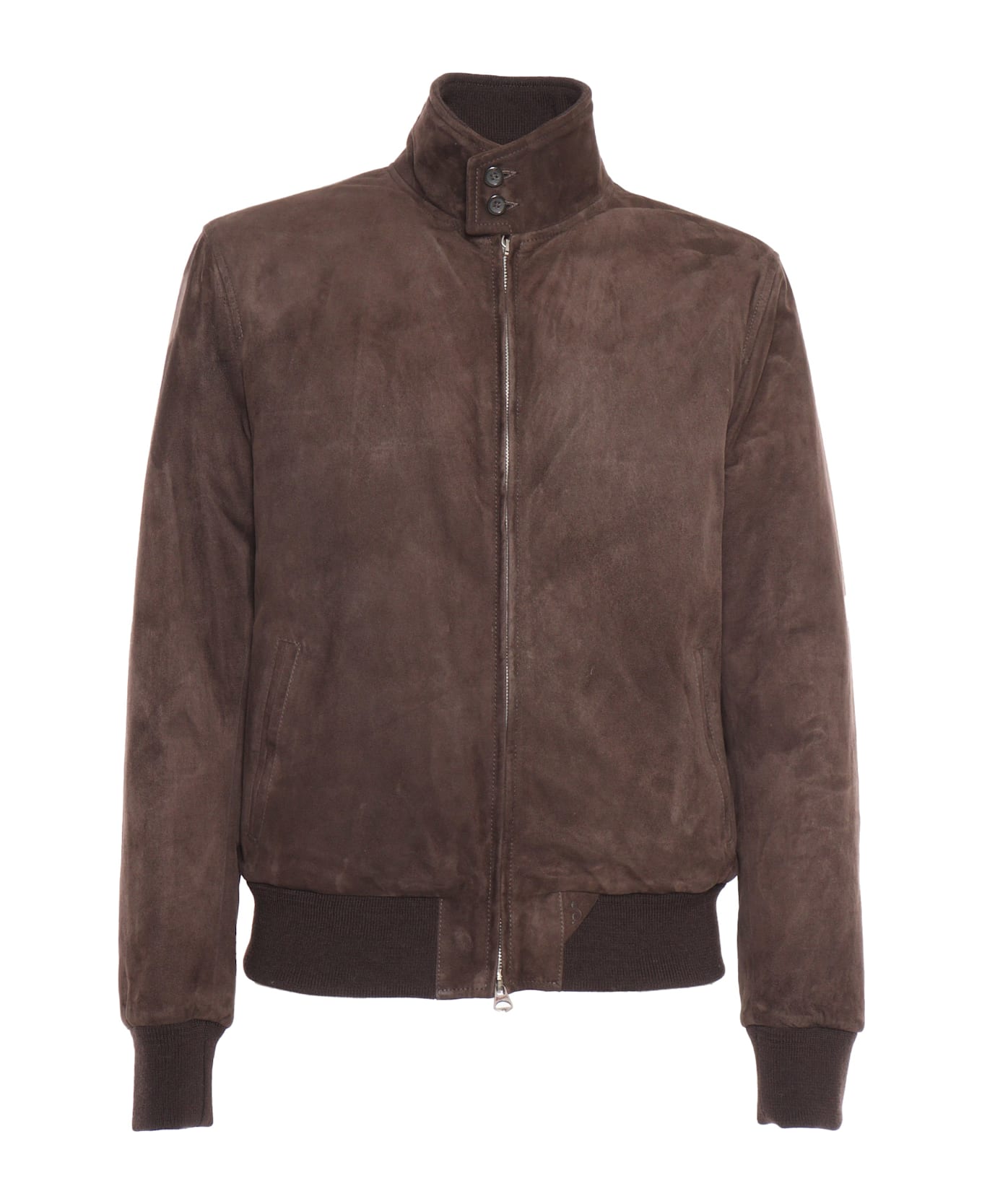 Stewart Jacket With Double Slider Zip, Barracuda Collar With 2buttons, 2welt Side Pockets, Bottom Garment And Cuffs In Rib Knit. Goose Down Padding. - BROWN