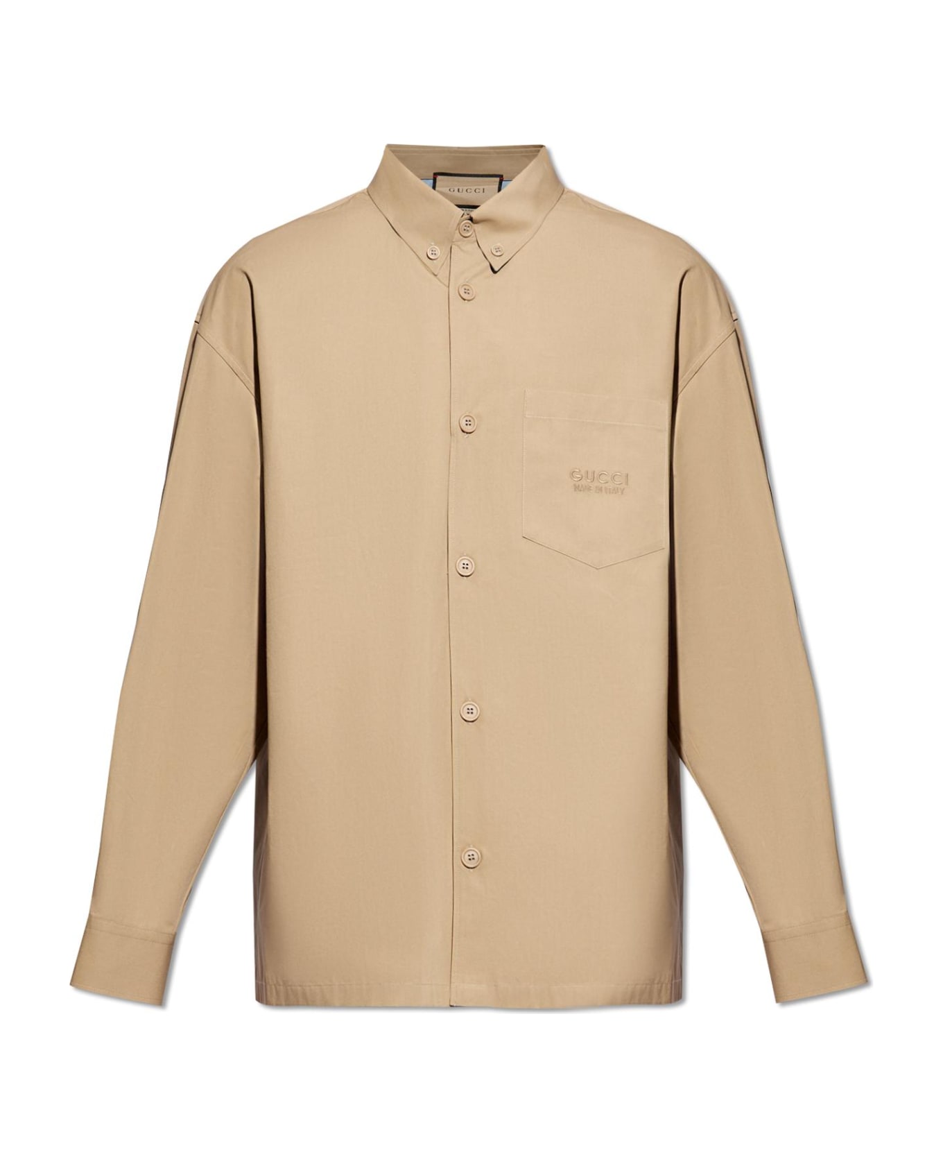 Gucci a-line Cotton Shirt With Pocket - Beige