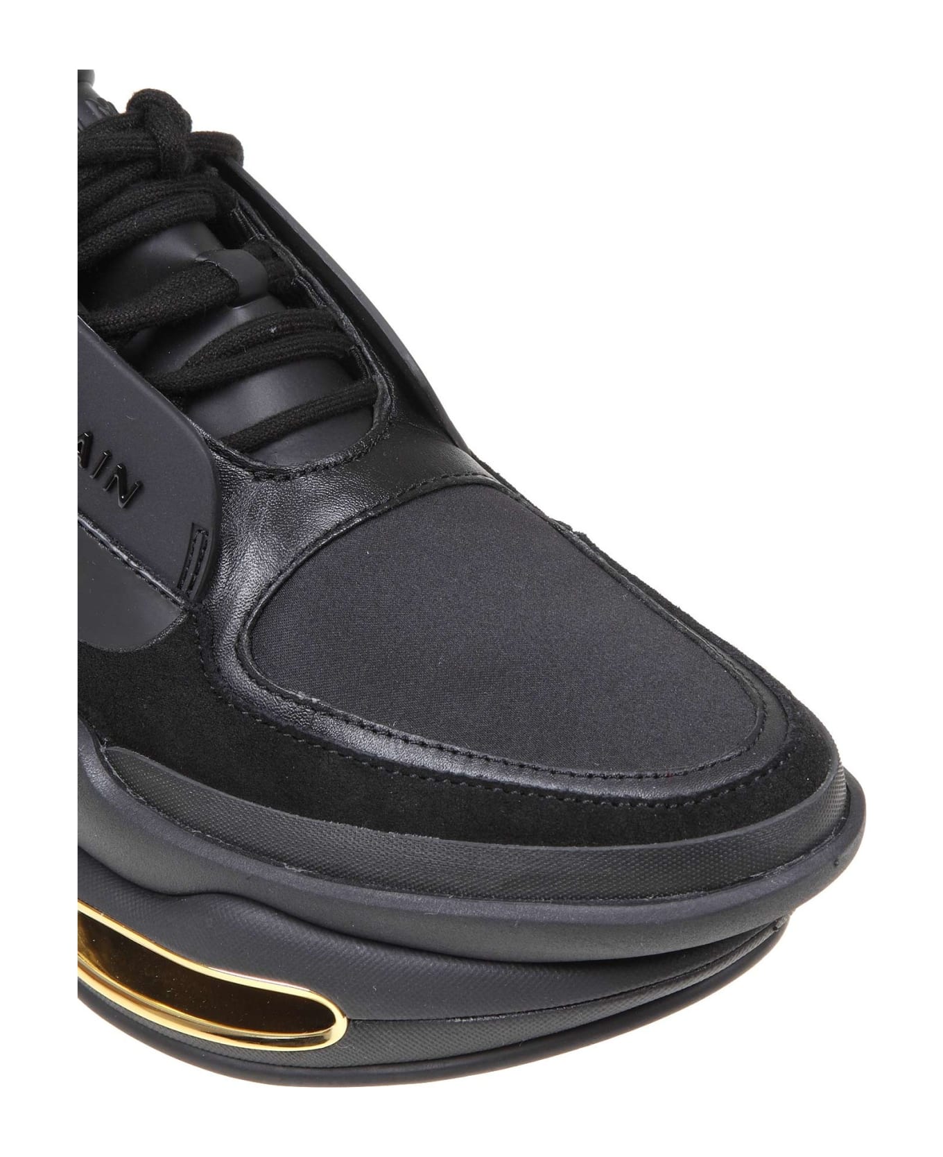 Balmain B-bold Sneakers In Black Leather And Fabric - Black