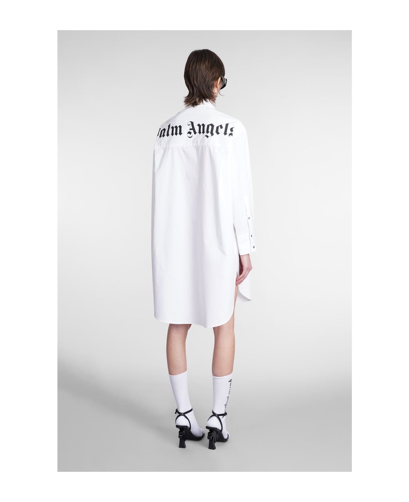Palm Angels Shirt Dress - WHITE BLACK