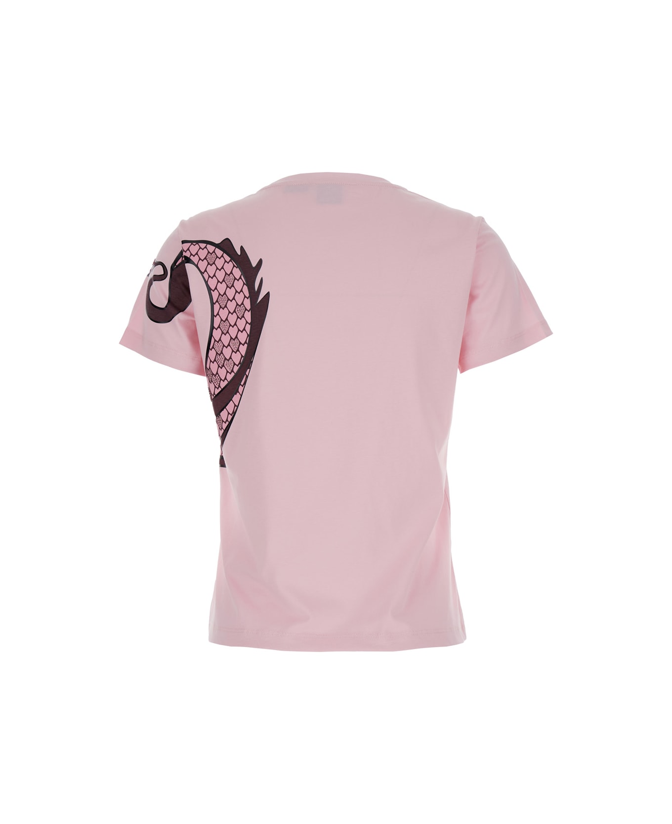 Pinko Pink T-shirt With Dragone Print In Cotton Woman - Pink