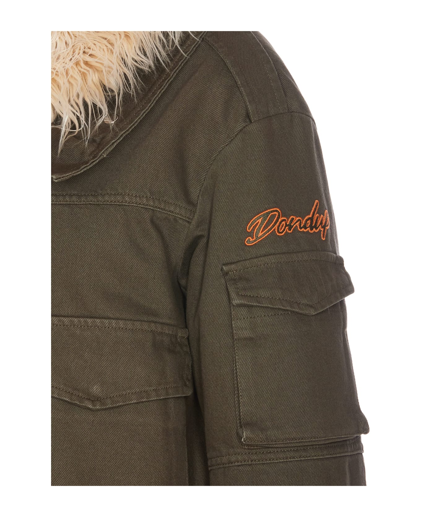 Dondup Short Parka With Faux Fur - Green