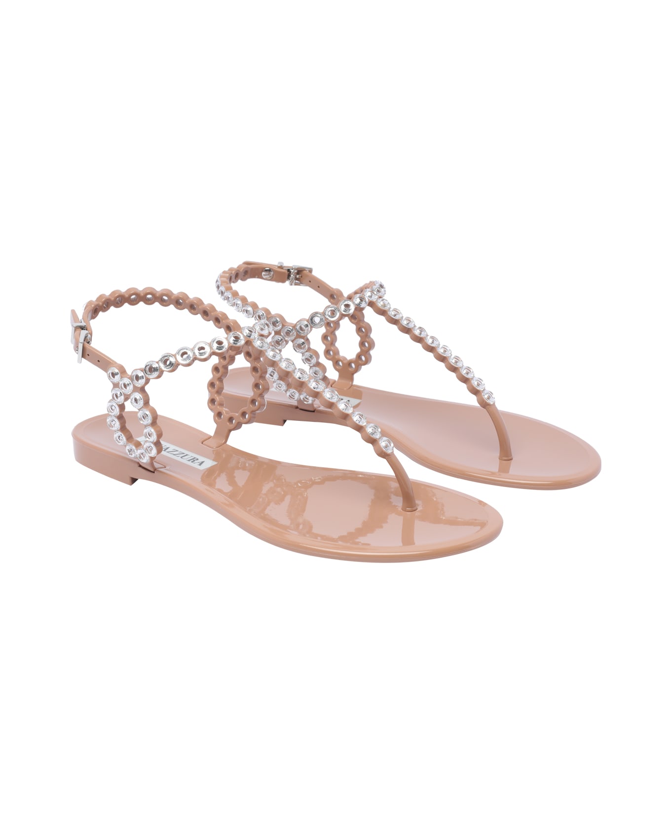 Aquazzura Almost Bare Crystal Jelly Sandals - Pink