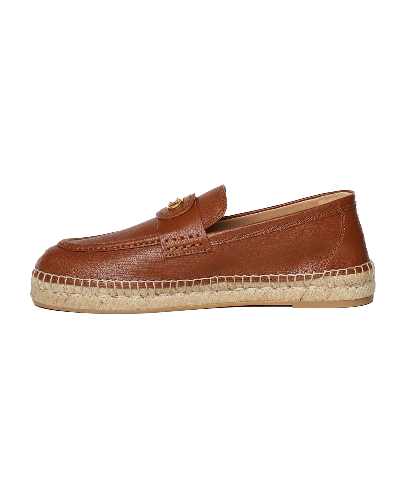 Valentino Garavani Caramel Leather Vlogo Espadrilles - TOBACCO
