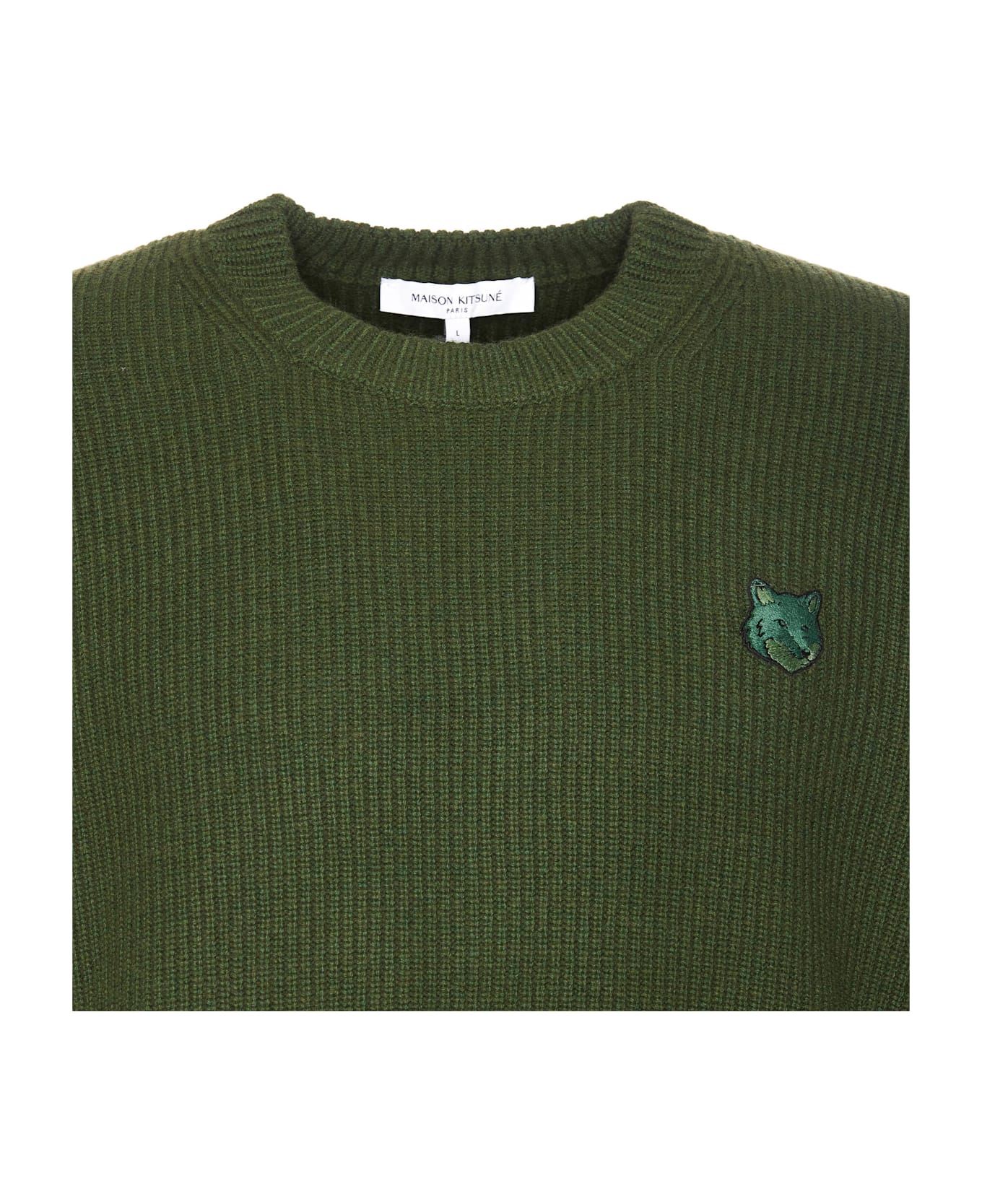 Maison Kitsuné Bold Fox Head Patch Sweater - Green