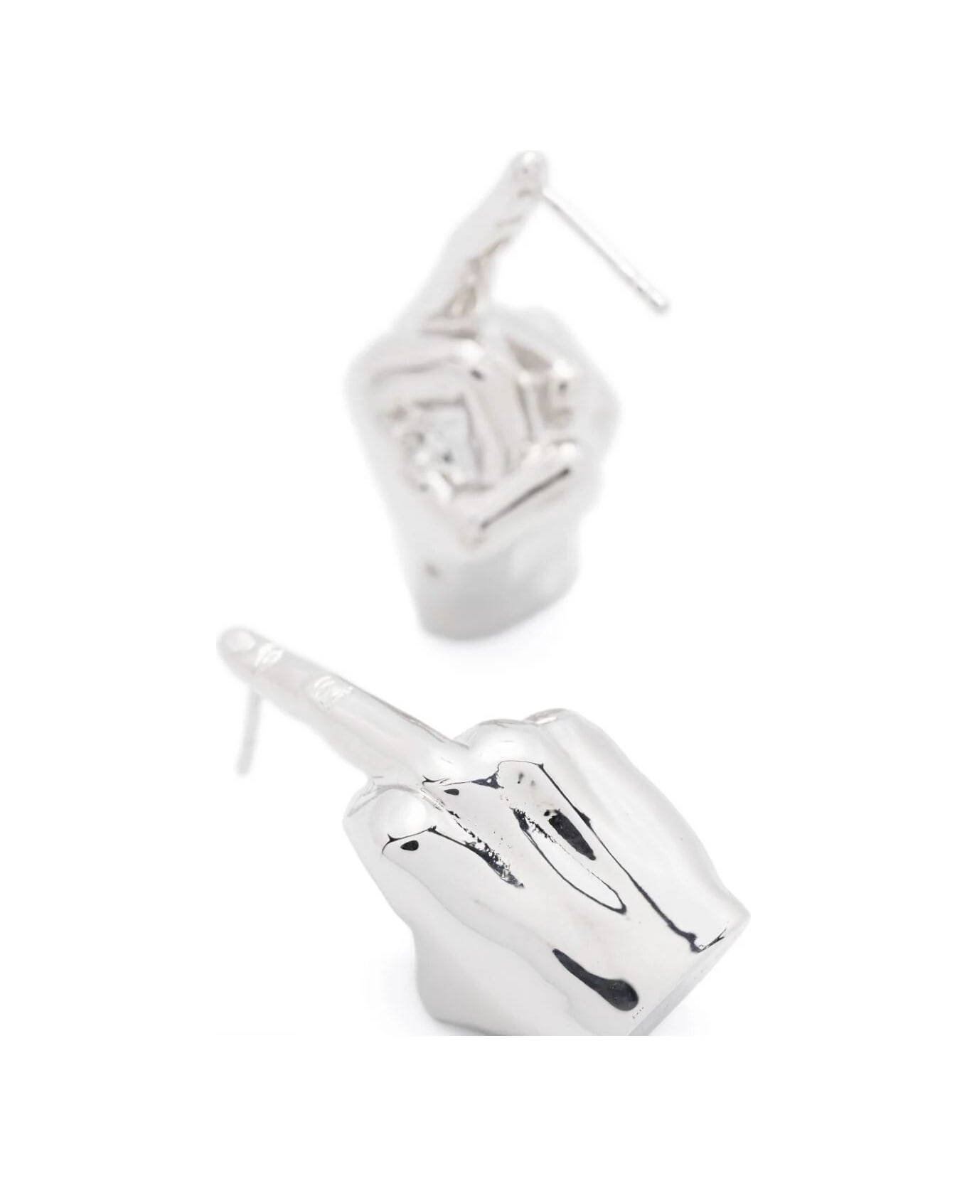 Y/Project Mini Fuck You Earrings Pair - Silver
