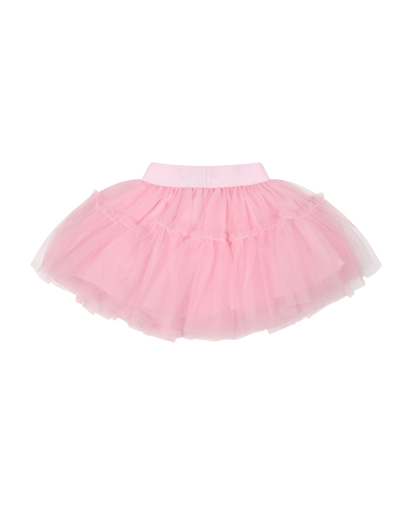 Monnalisa Pink Skirt For Baby Girl With Logo ボトムス-