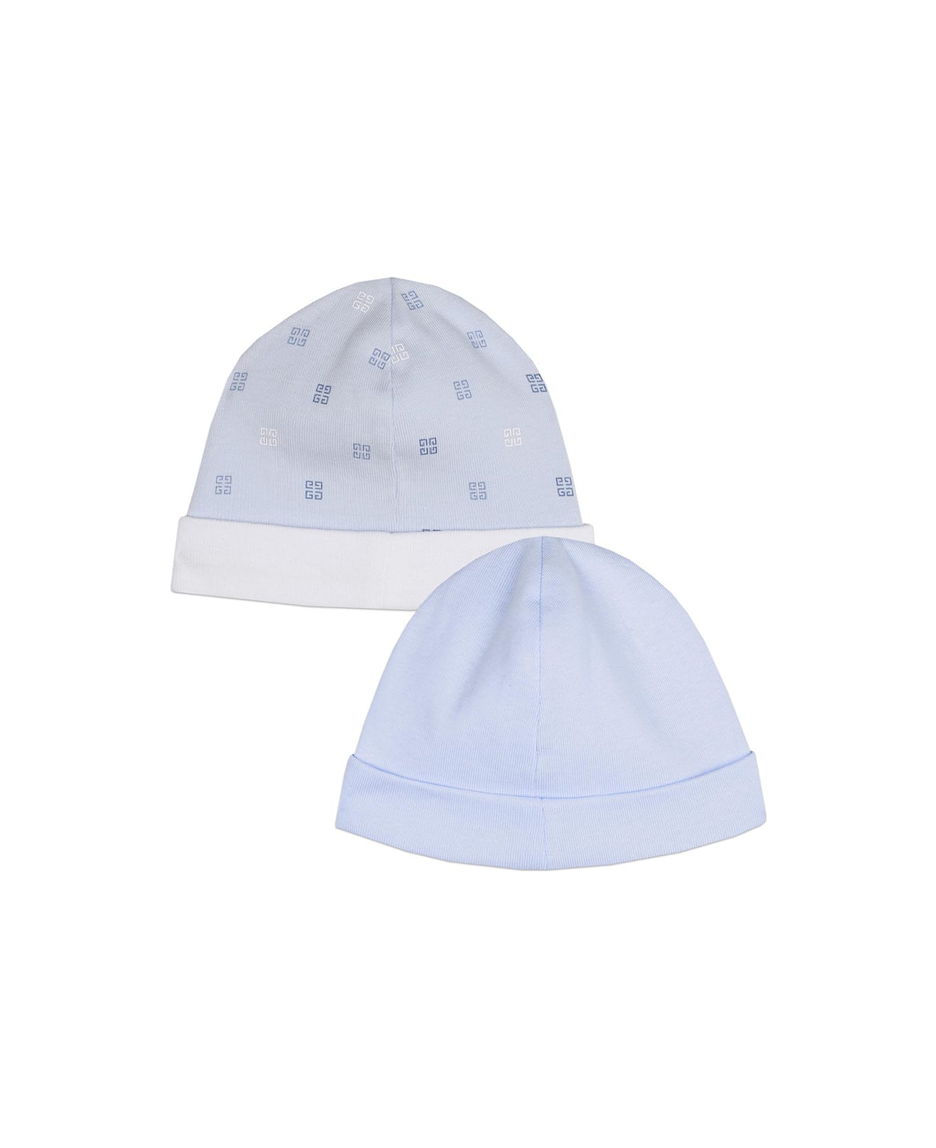 Givenchy Light Blue Hats Set With Logo And 4g Motif - Blue